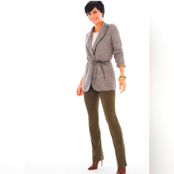 NWT Chico's Embellished Tully CardiganSize (12/Large) in Taupe